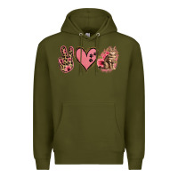 Army Green Peace Love Cats Premium Hoodie - Jasminsmagicworld