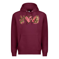Burgundy Peace Love Cats Premium Hoodie - Jasminsmagicworld