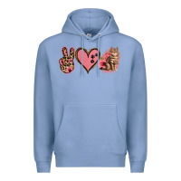 Colony Blue Peace Love Cats Premium Hoodie - Jasminsmagicworld