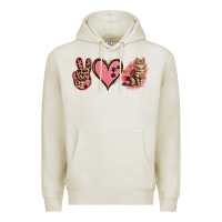 Oatmeal Heather Peace Love Cats Premium Hoodie - Jasminsmagicworld