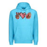 Ocean Blue Peace Love Cats Premium Hoodie - Jasminsmagicworld
