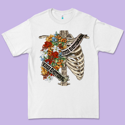 Kinda Emotionless Kinda Emotional Skeleton Chest Premium Tee Designed By Fadigitalartstudio