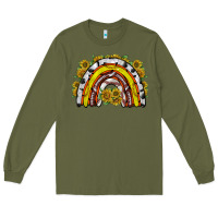Army Green sunflower sports rainbow Long Sleeve Tee - RacoonDesign