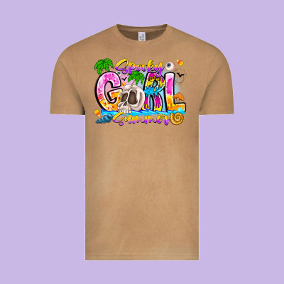 Spooky Girl Summer Vintage Tee Designed By Cowhidedigitalart
