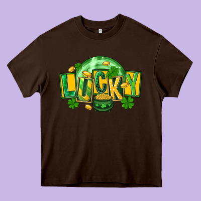 St. Patrick's Day Lucky Heavy Core Tee Designed By Fadigitalartstudio