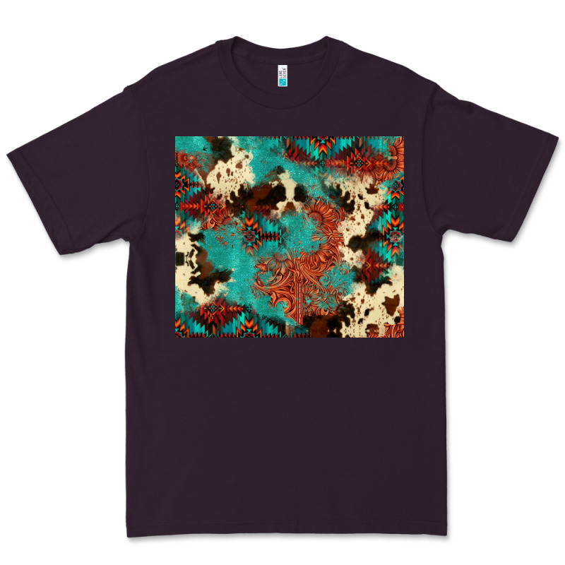 Serape Turquoise Glitter Cowhide  Tooled Leather  Tumbler Premium Tee by FaDigitalArtStudio | Teevron