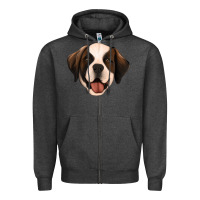 Charcoal Heather st bernard Zipper Hoodie - Jasminsmagicworld