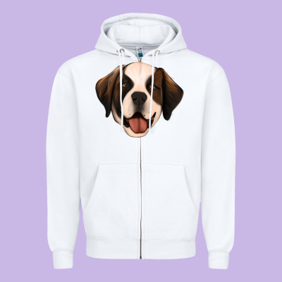 St Bernard Zipper Hoodie Designed By Jasminsmagicworld