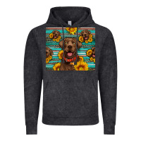 Vintage Black Chocolate Labrador with sunflowers western Vintage Hoodie - Artiststas