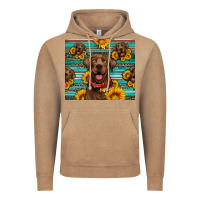 Vintage Coffee Chocolate Labrador with sunflowers western Vintage Hoodie - Artiststas