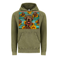 Vintage Olive Chocolate Labrador with sunflowers western Vintage Hoodie - Artiststas