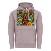 Chocolate Labrador With Sunflowers Western Vintage Hoodie | Teevron
