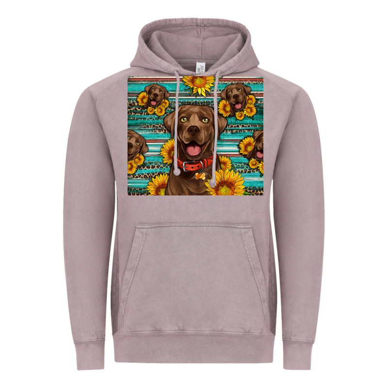 Chocolate Labrador With Sunflowers Western Vintage Hoodie by Artiststas | Teevron