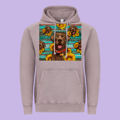 Chocolate Labrador With Sunflowers Western Vintage Hoodie Designed By Artiststas