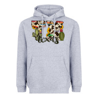Heather Grey texas state cowhide serape cactus Heavyweight Hoodie - RanaPortraitStore