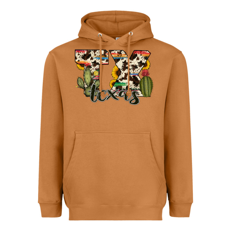 Texas State Cowhide Serape Cactus Heavyweight Hoodie by RanaPortraitStore | Teevron