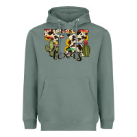 Sage texas state cowhide serape cactus Heavyweight Hoodie - RanaPortraitStore