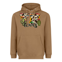 Toasted Coconut texas state cowhide serape cactus Heavyweight Hoodie - RanaPortraitStore