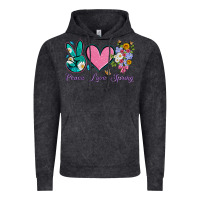Vintage Black peace love springwith flowers and butterfly Vintage Hoodie - Artiststas