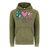 Vintage Olive peace love springwith flowers and butterfly Vintage Hoodie - Artiststas