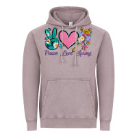 Vintage Zinc peace love springwith flowers and butterfly Vintage Hoodie - Artiststas
