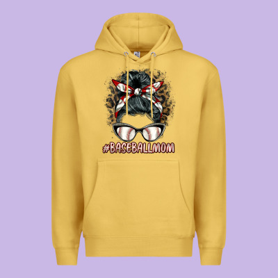 Baseballmom Messy Bun Premium Hoodie Designed By Barkaloodesign