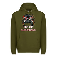 Army Green baseballmom messy bun Premium Hoodie - BarkalooDesign