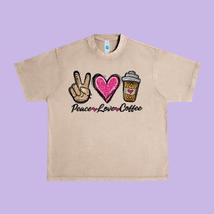Peace Love Coffee Urban Heavy Tee Designed By Jasminsmagicworld