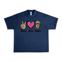 Navy peace love coffee Urban Heavy Tee - Jasminsmagicworld