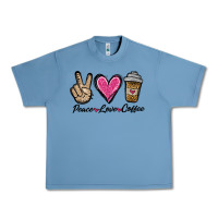 Pebble Blue peace love coffee Urban Heavy Tee - Jasminsmagicworld