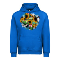 Cobalt Texas Map Sunflower Cactus Serape Urban Hoodie - RanaPortraitStore