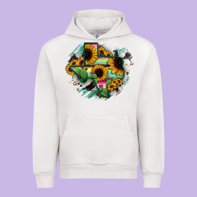 Texas Map Sunflower Cactus Serape Urban Hoodie Designed By Ranaportraitstore
