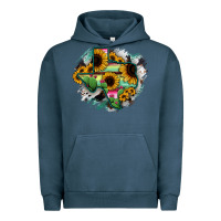 Pigment Midnight Navy Texas Map Sunflower Cactus Serape Urban Hoodie - RanaPortraitStore