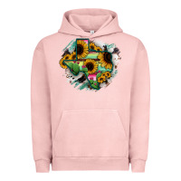 Pigment Salmon Texas Map Sunflower Cactus Serape Urban Hoodie - RanaPortraitStore