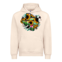 Sandshell Texas Map Sunflower Cactus Serape Urban Hoodie - RanaPortraitStore