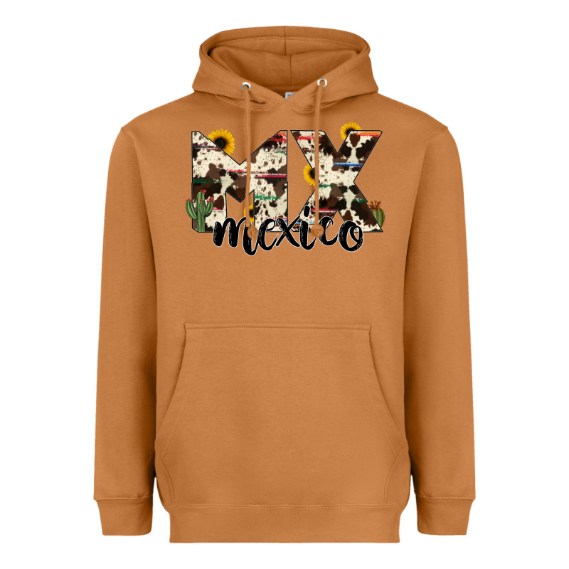 Mexico State Cowhide Serape Cactus Heavyweight Hoodie by RanaPortraitStore | Teevron