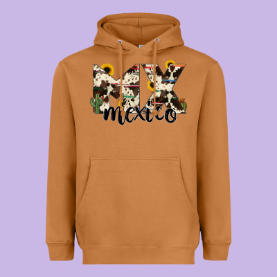 Mexico State Cowhide Serape Cactus Heavyweight Hoodie Designed By Ranaportraitstore