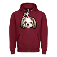 Burgundy shih tzu Zipper Hoodie - Jasminsmagicworld