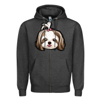 Charcoal Heather shih tzu Zipper Hoodie - Jasminsmagicworld