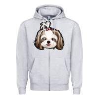 Heather Grey shih tzu Zipper Hoodie - Jasminsmagicworld