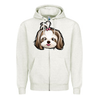 Oatmeal Heather shih tzu Zipper Hoodie - Jasminsmagicworld