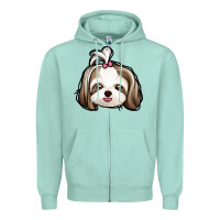 Seafoam shih tzu Zipper Hoodie - Jasminsmagicworld