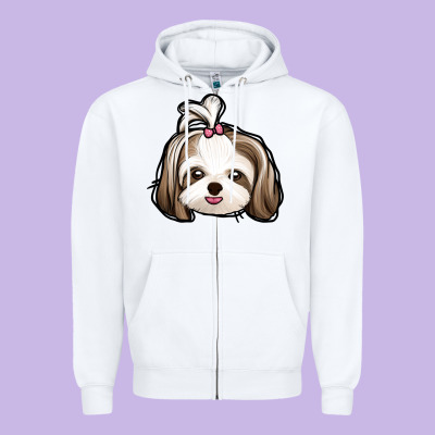 Shih Tzu Zipper Hoodie Designed By Jasminsmagicworld