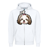 White shih tzu Zipper Hoodie - Jasminsmagicworld