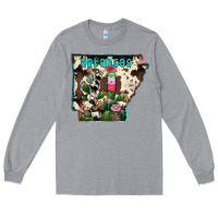 Heather Grey arkansas map Long Sleeve Tee - RacoonDesign