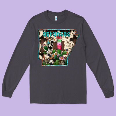 Arkansas Map Long Sleeve Tee Designed By Racoondesign