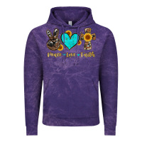 Cloud Purple peace love faith with cros and sunflower Vintage Hoodie - Artiststas