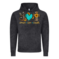 Vintage Black peace love faith with cros and sunflower Vintage Hoodie - Artiststas