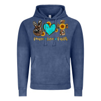 Vintage Denim peace love faith with cros and sunflower Vintage Hoodie - Artiststas