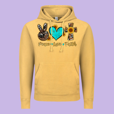 Peace Love Faith With Cros And Sunflower Vintage Hoodie Designed By Artiststas